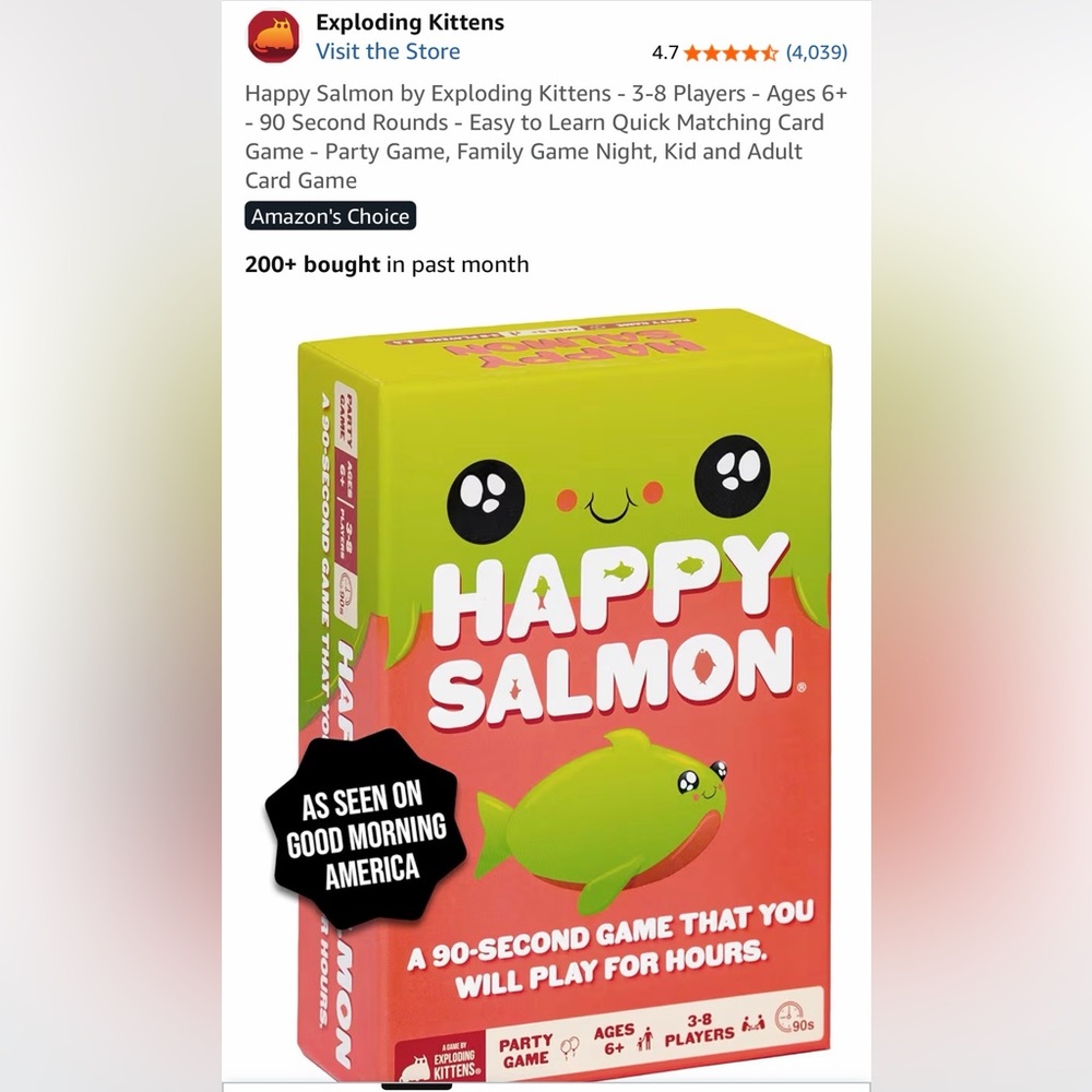 Happy Salmon Card Game - like new